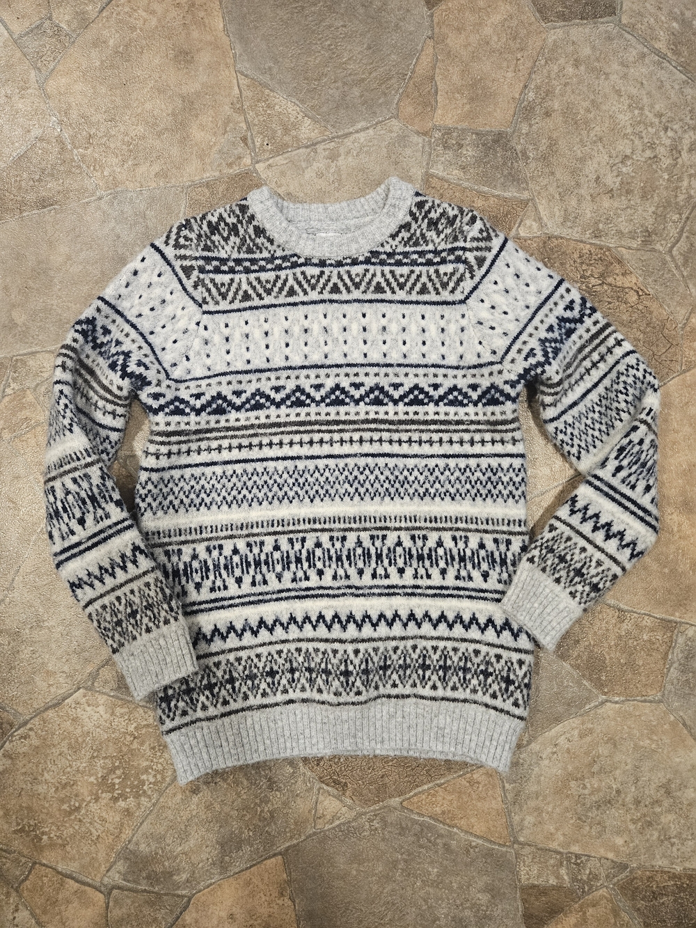 wonder nation Fair Isle Crewneck Sweater - Gray & Navy